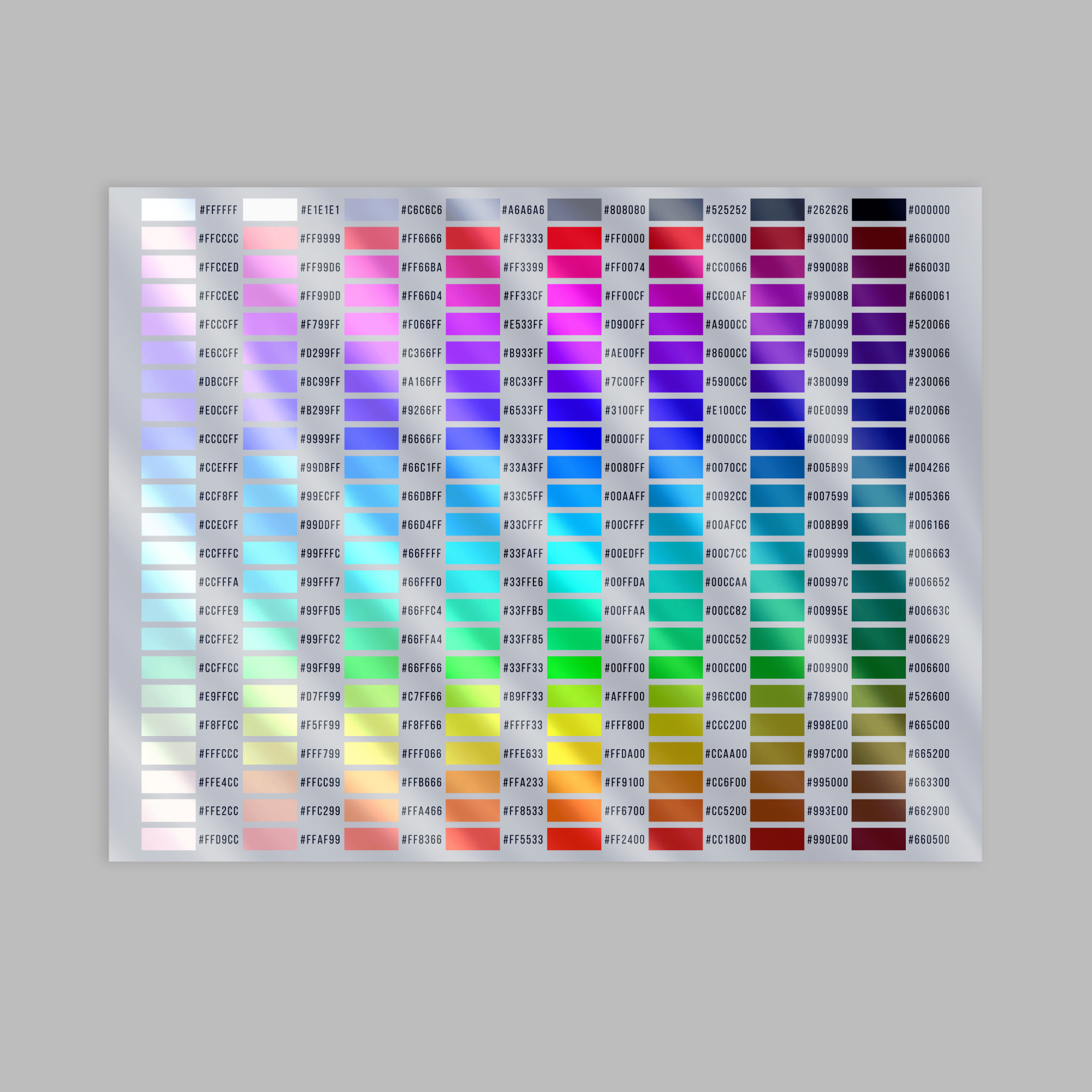 Printed DTF Colour Chart (Small)